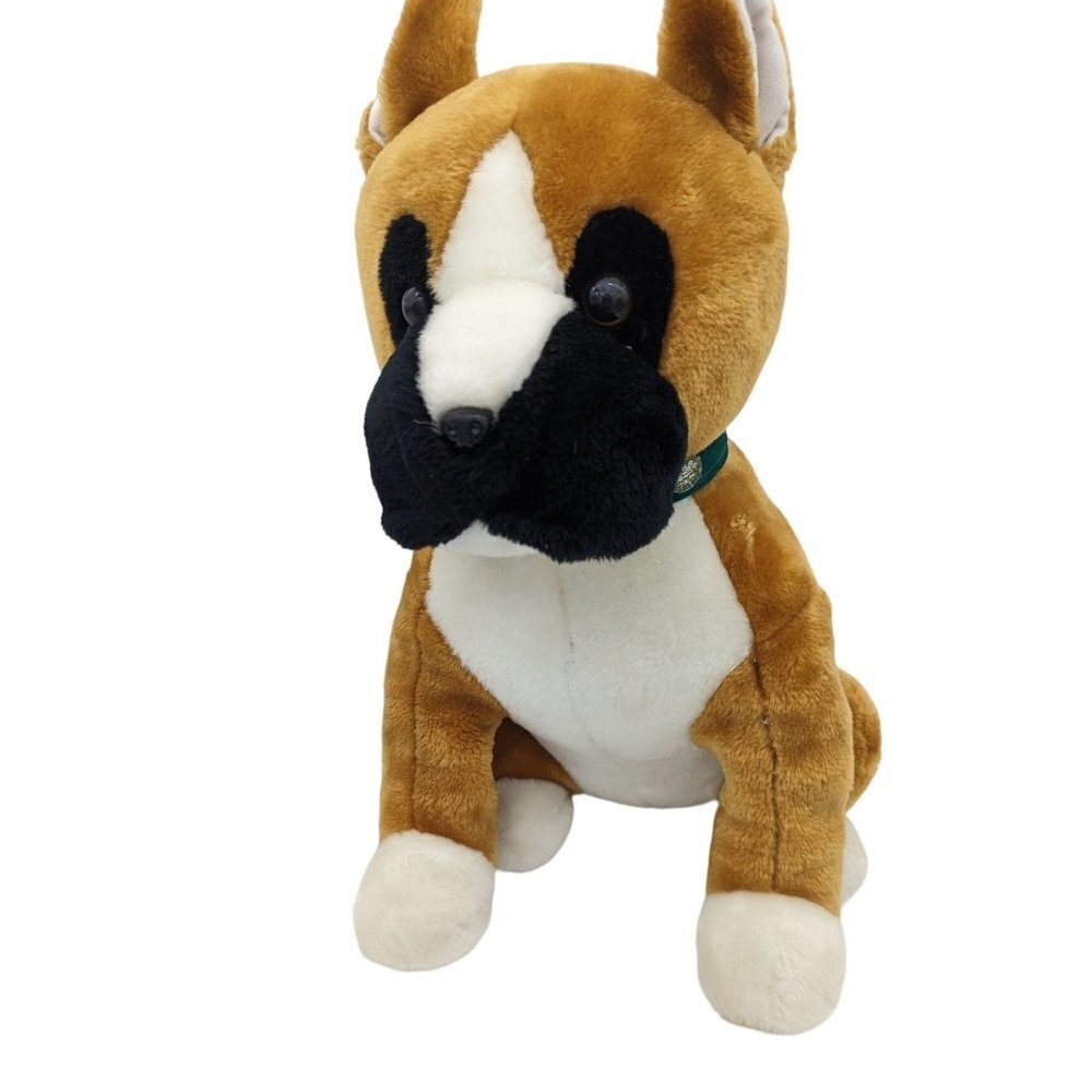 Brooklyn Doll Toy Boxer Dog Plush Brown White Sitting Stuffed Animal 14 inch